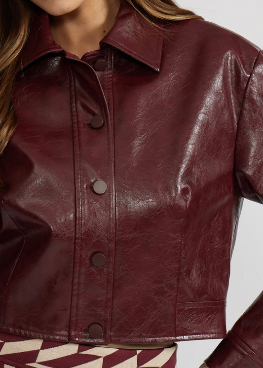 Lucy Paris Caleb Faux Leather Jacket - Burgundy