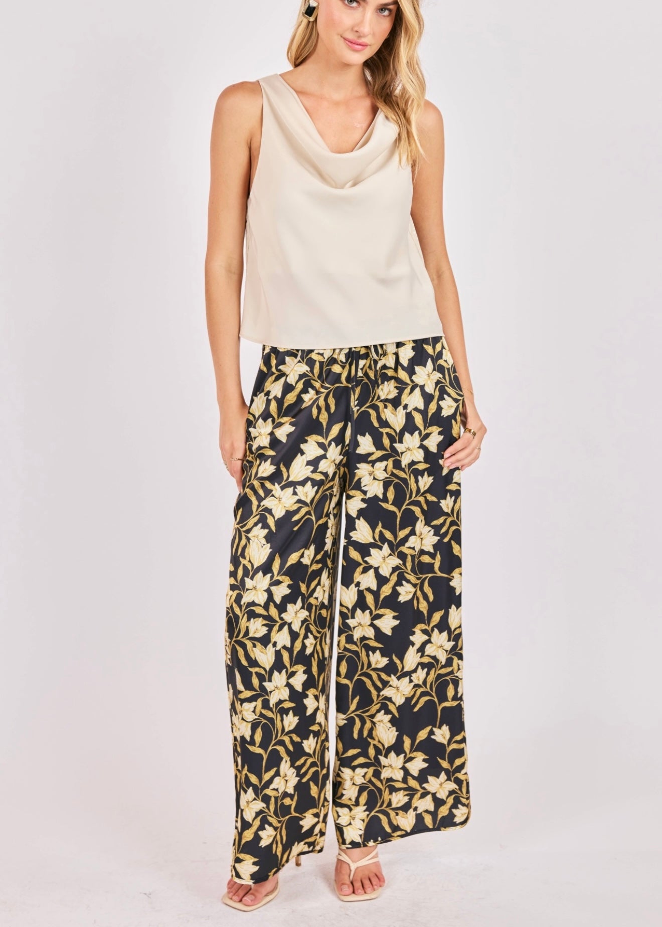 Sadie & Sage Gala Satin Floral Pants