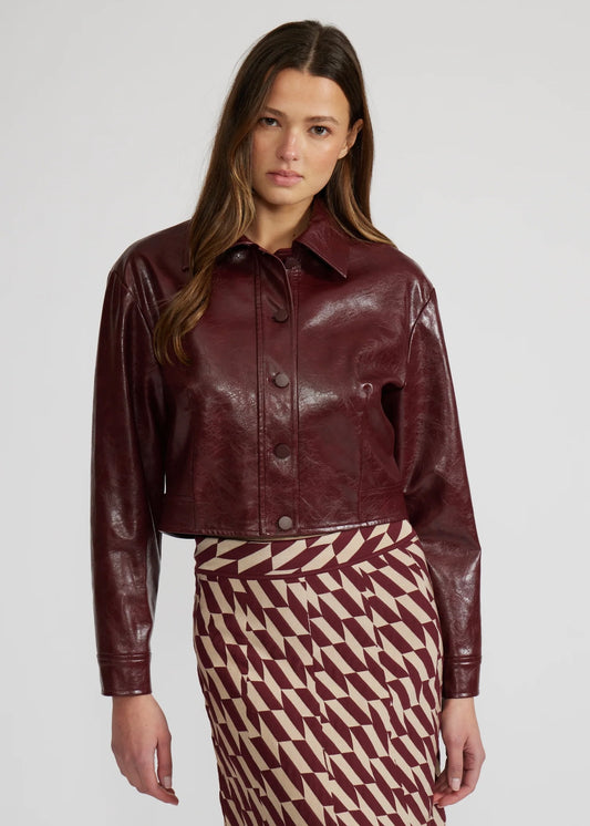 Lucy Paris Caleb Faux Leather Jacket - Burgundy