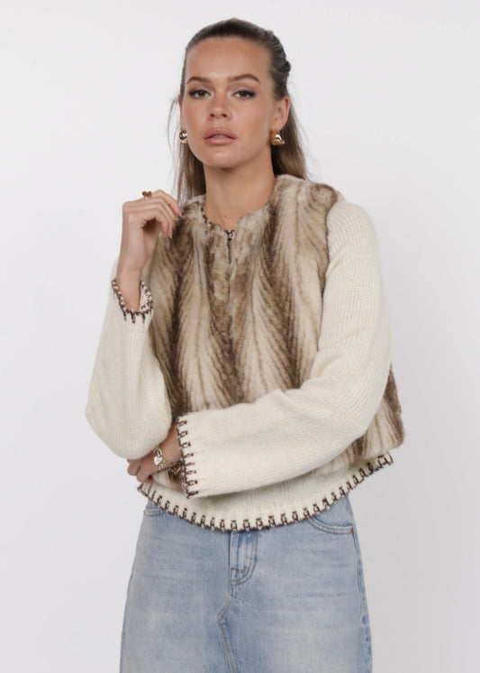 Sage the Label Demi Faux Fur Vest - Taupe