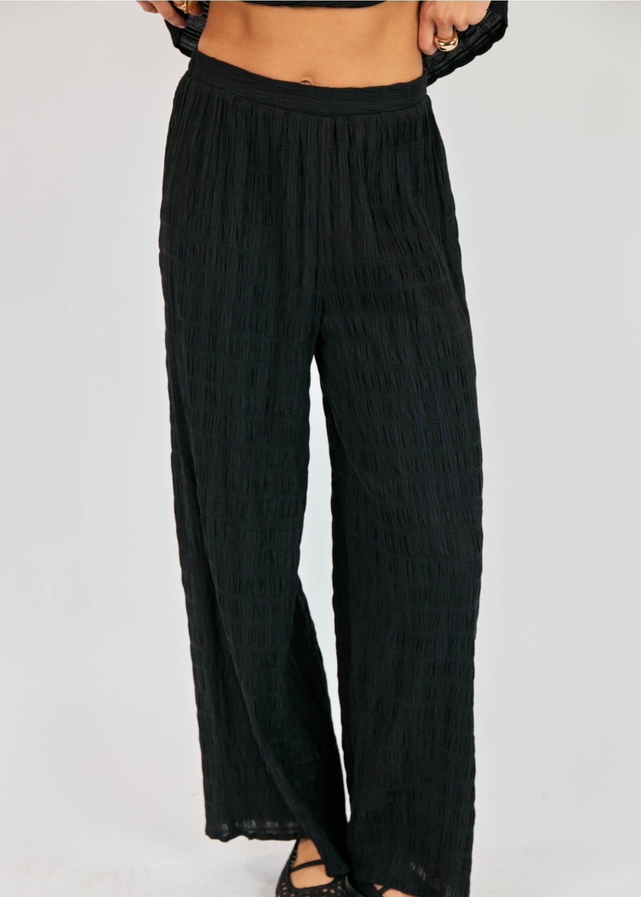 Sadie & Sage Linework Wide Leg Pants - Black