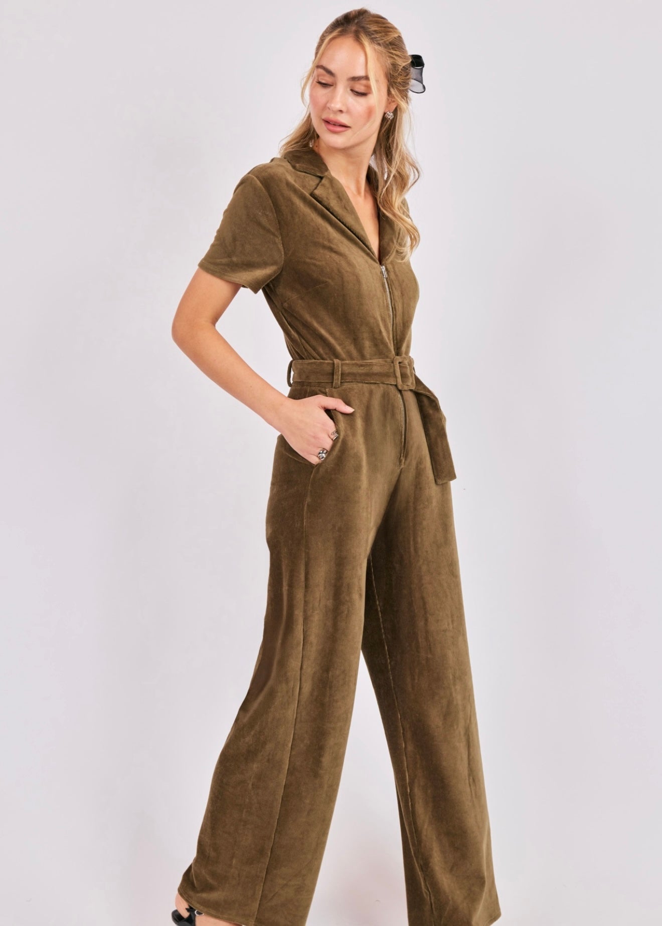 Sadie & Sage Morrison Corduroy Jumpsuit - Olive