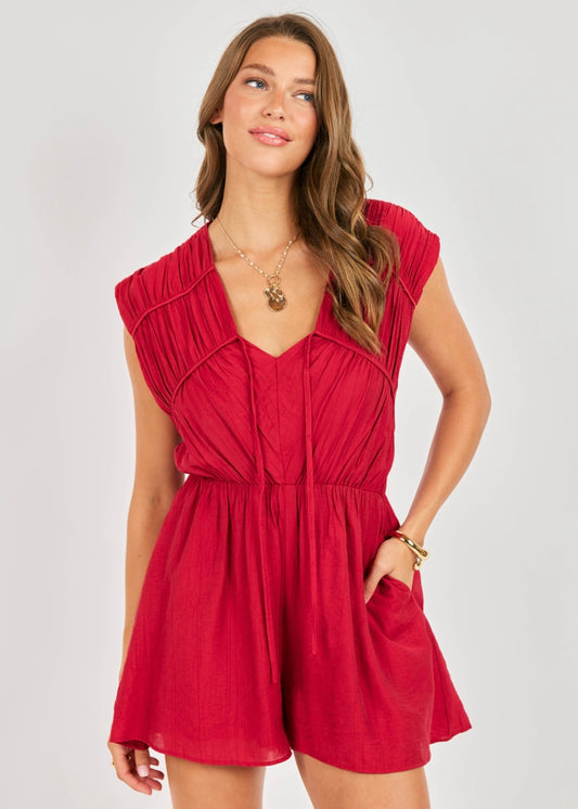 Sadie & Sage Erin Romper - Red
