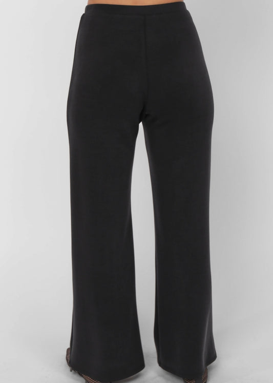 Sadie & Sage Hustle Knit Wide Leg Pants – Black