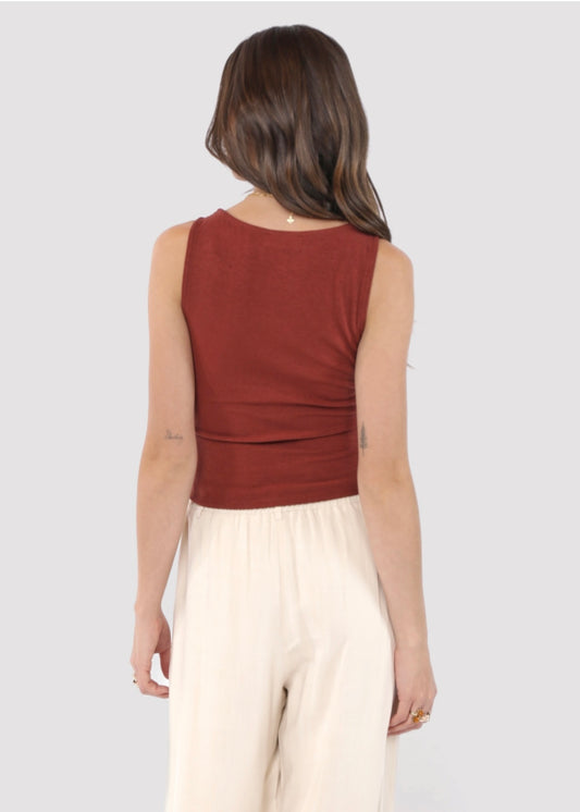 Sadie & Sage Open Up Knit Tank Top - Marsala