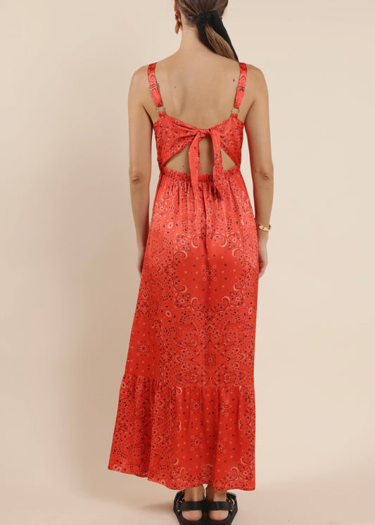 Sage the Label Music Fest Bandana Printed Satin Maxi Dress