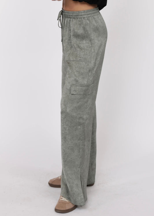 Sage the Label Forever Yours Crinkled Satin Cargo Pants