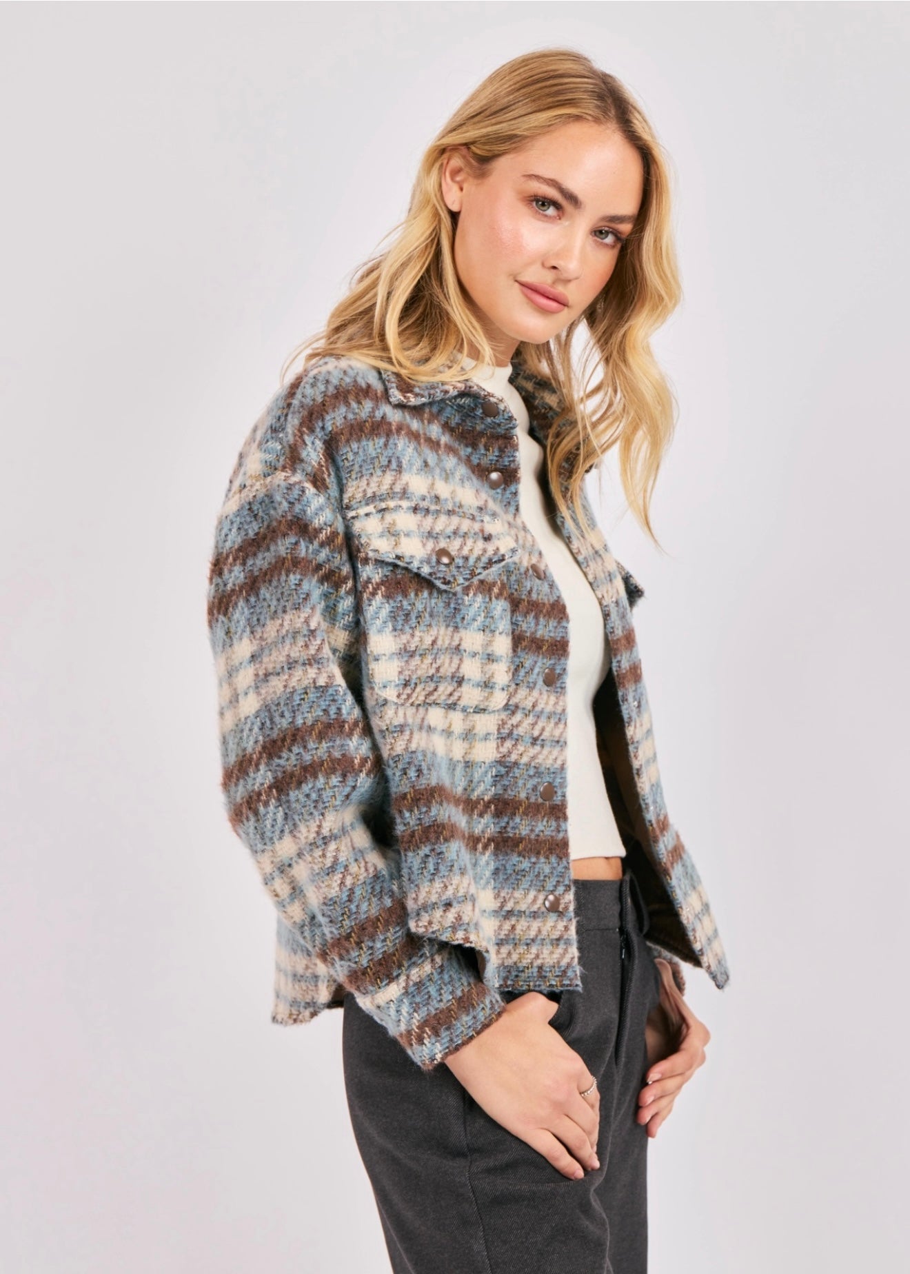 Sadie & Sage Eloise Shacket - Blue Multi