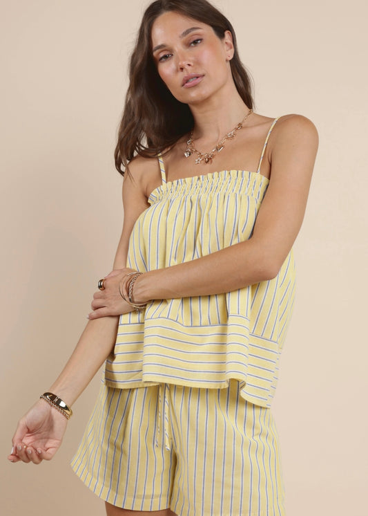 Sadie & Sage Paradise Found Smocked Tank - Yellow