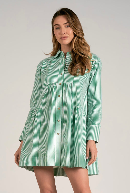 Elan Striped Midi Dress - Striped Green
