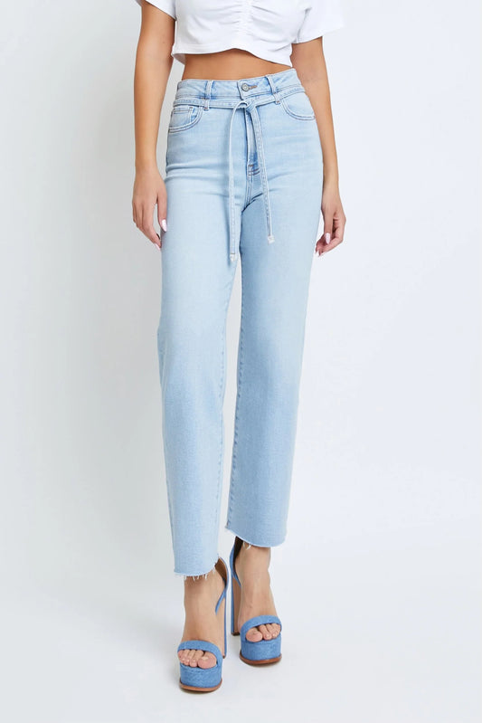 Hidden Ella High Rise Straight Wide Leg Jean - Light Blue