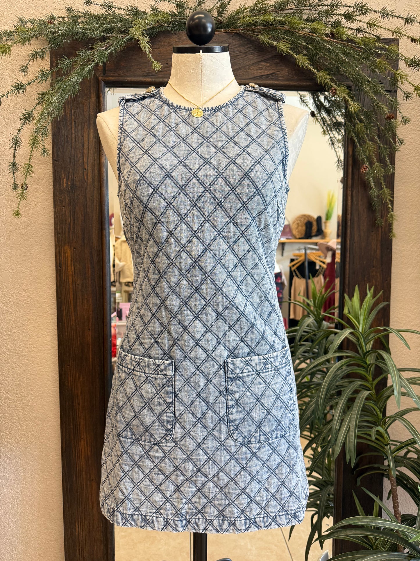Zoe & Claire Quilted A-Line Sleeveless Mini Dress