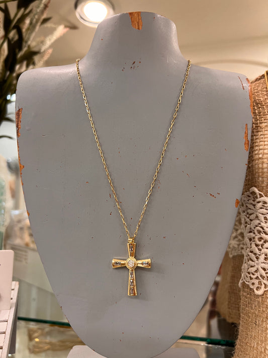 Bracha Maria Cross Necklace - Gold Filled
