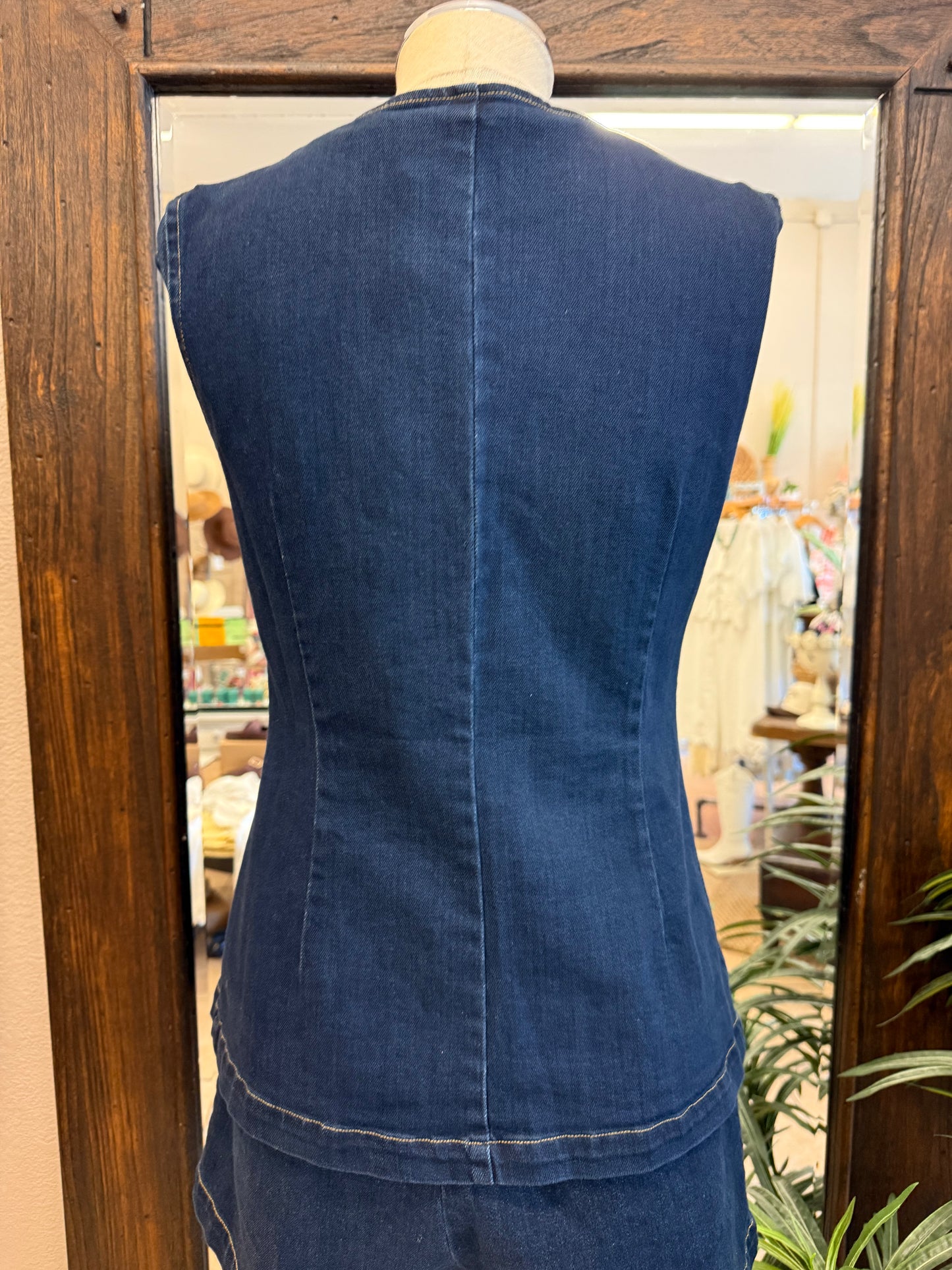 Needii Denim Vest Featuring Vintage Buttons