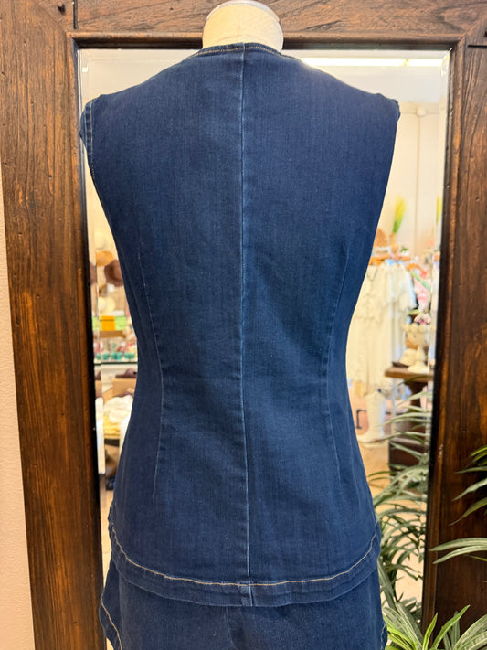 Needii Denim Vest Featuring Vintage Buttons