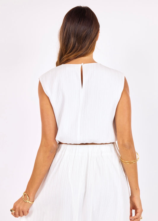 Sage the Label Deja Vu Tie Top - White