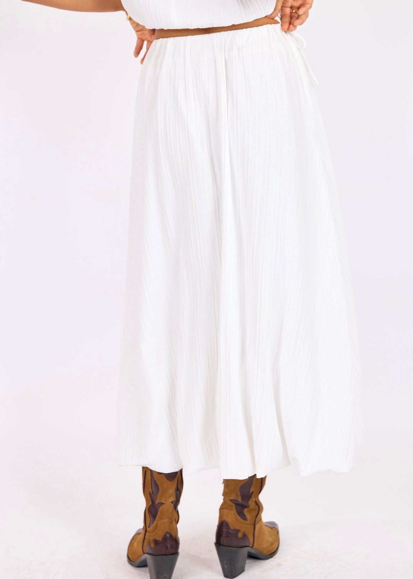 Sage the Label Deja Vu Bubble Maxi Skirt - White