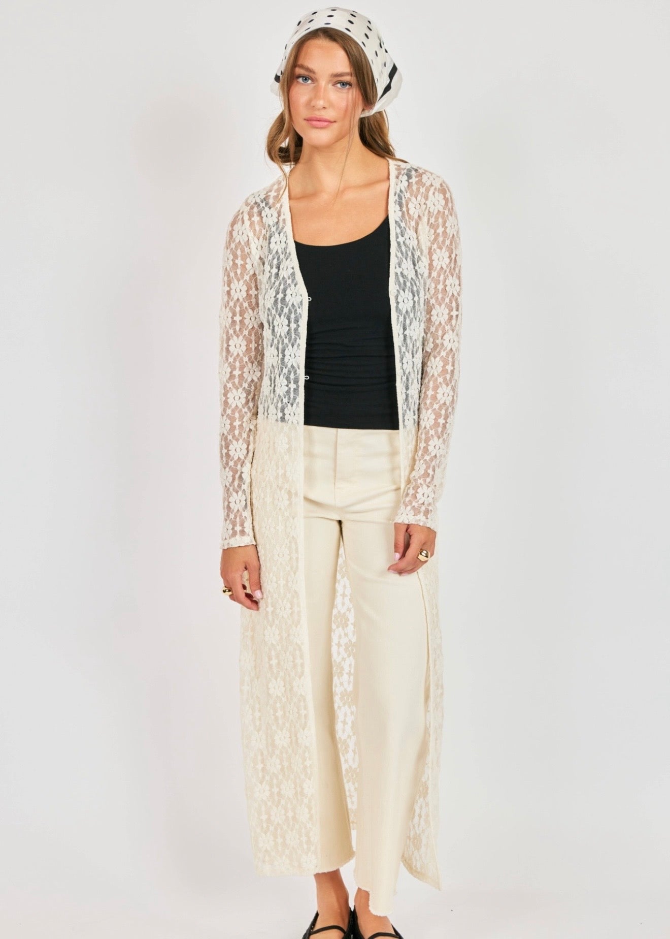 women's lace button up cream cardigan 