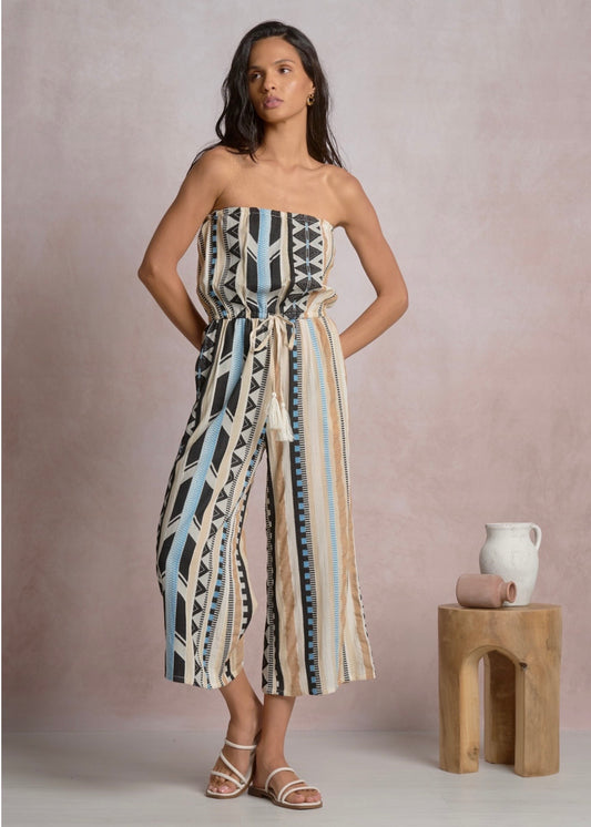 Elan Strapless Wide Leg Jumpsuit - Neutral