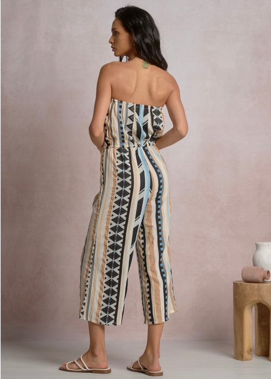 Elan Strapless Wide Leg Jumpsuit - Neutral