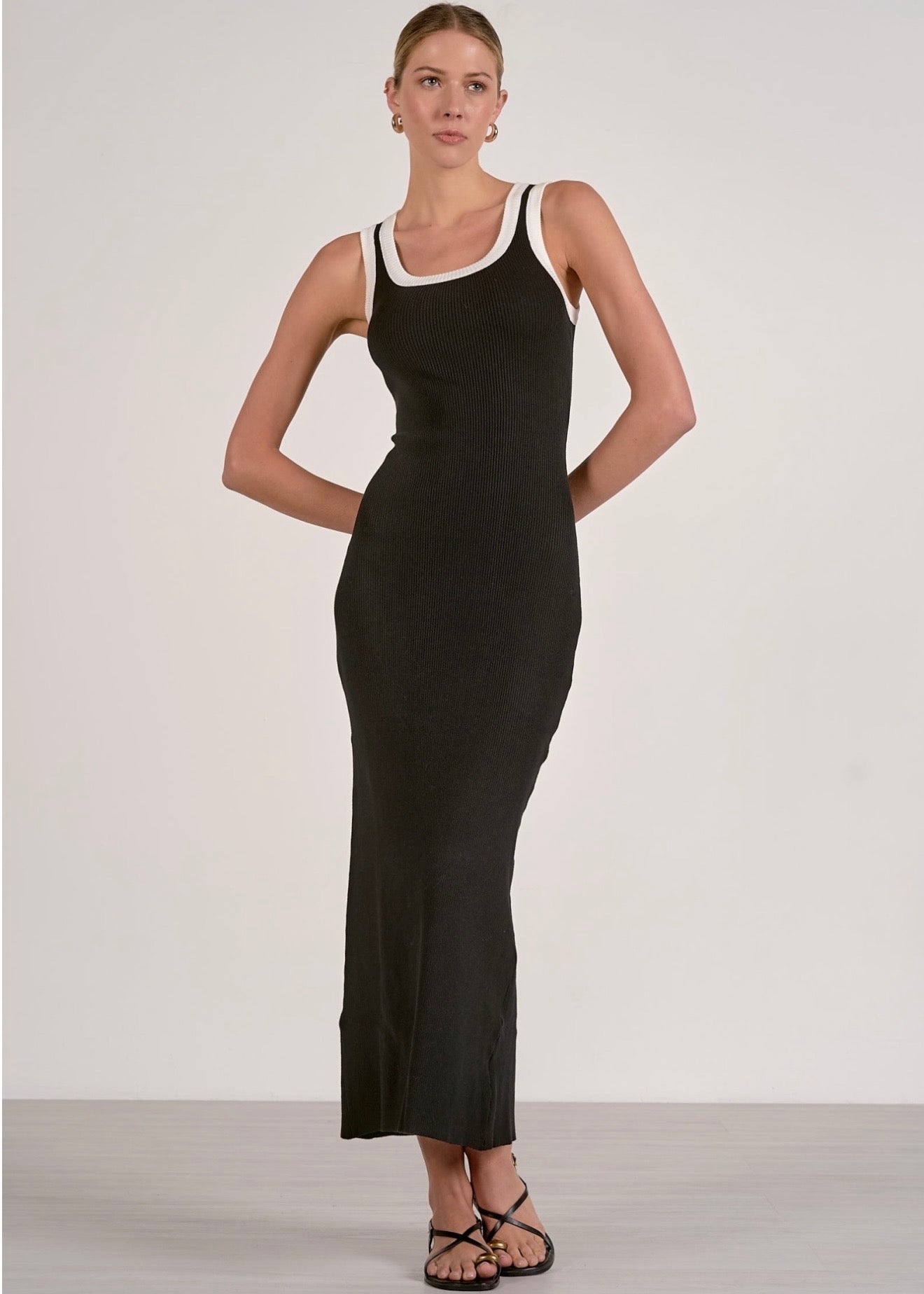 Elan Ribbed Tank Dress - Blk/Wht
