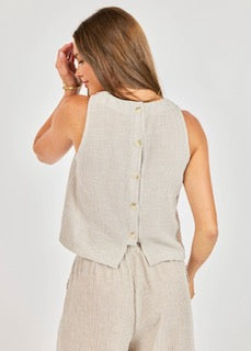 Sadie & Sage Garden Sun Button Top - Taupe