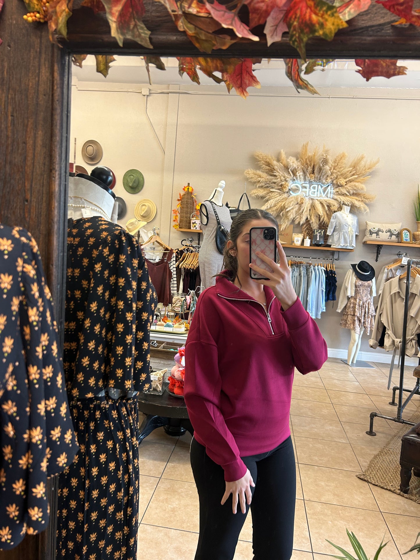 RD Style Cranberry Lounge Soft Knit Half Zip