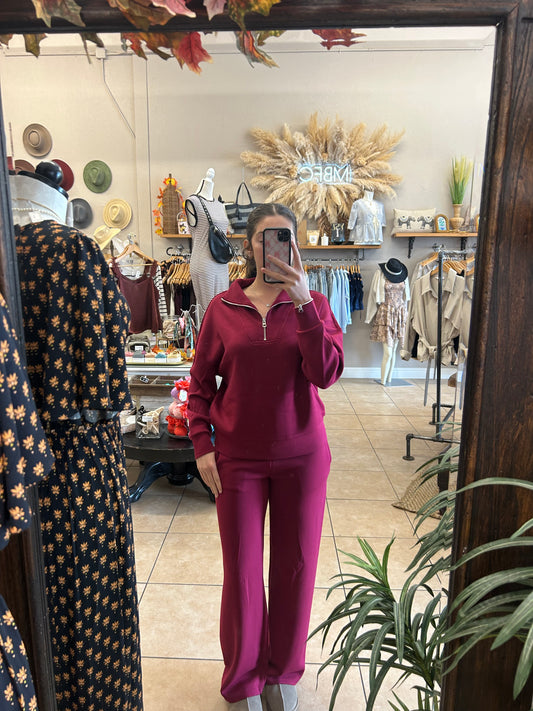 RD Style Lounge Cranberry Victoria Sign Soft Knit Pull On Pants