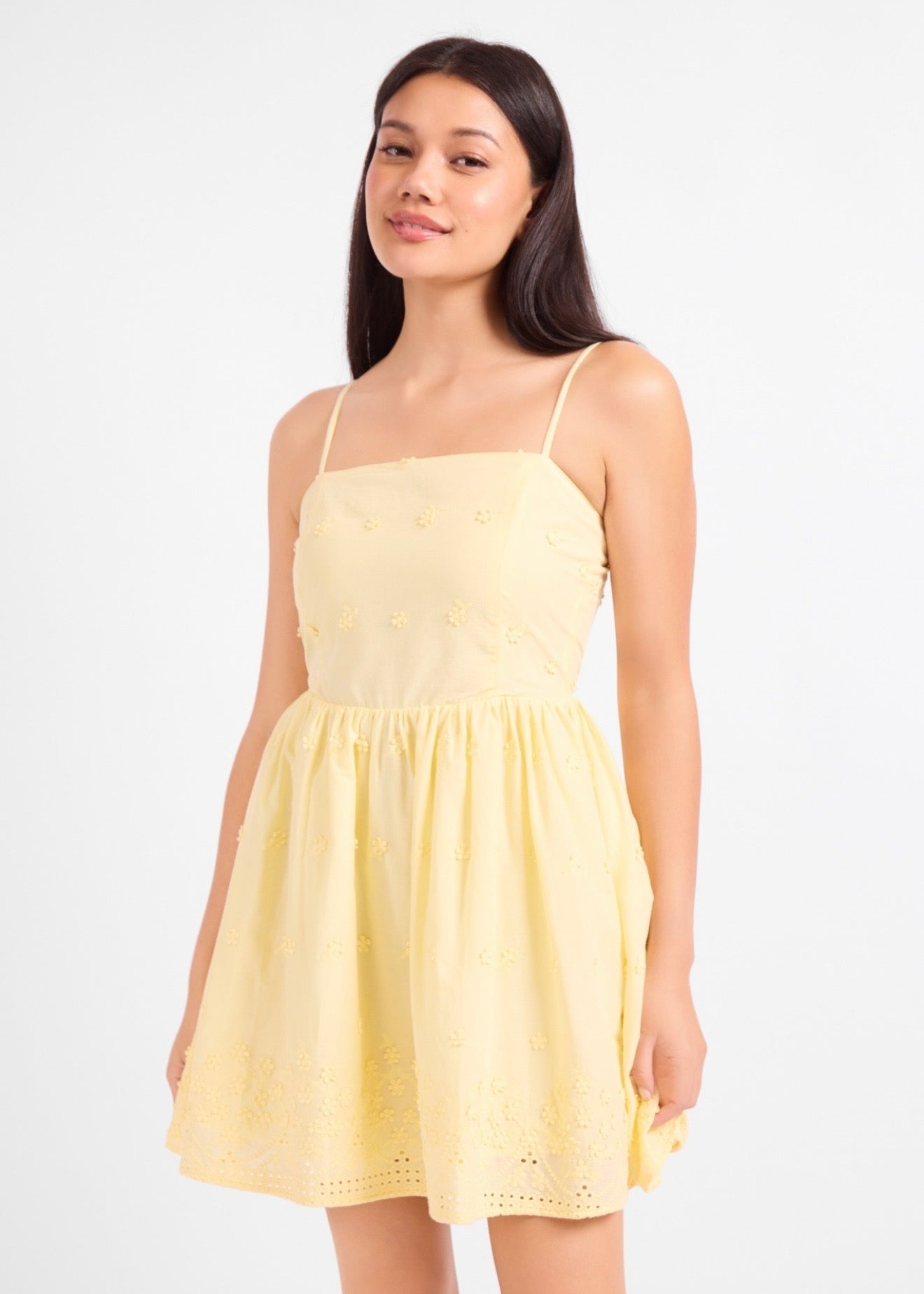 women yellow mini dress spaghetti strap dress