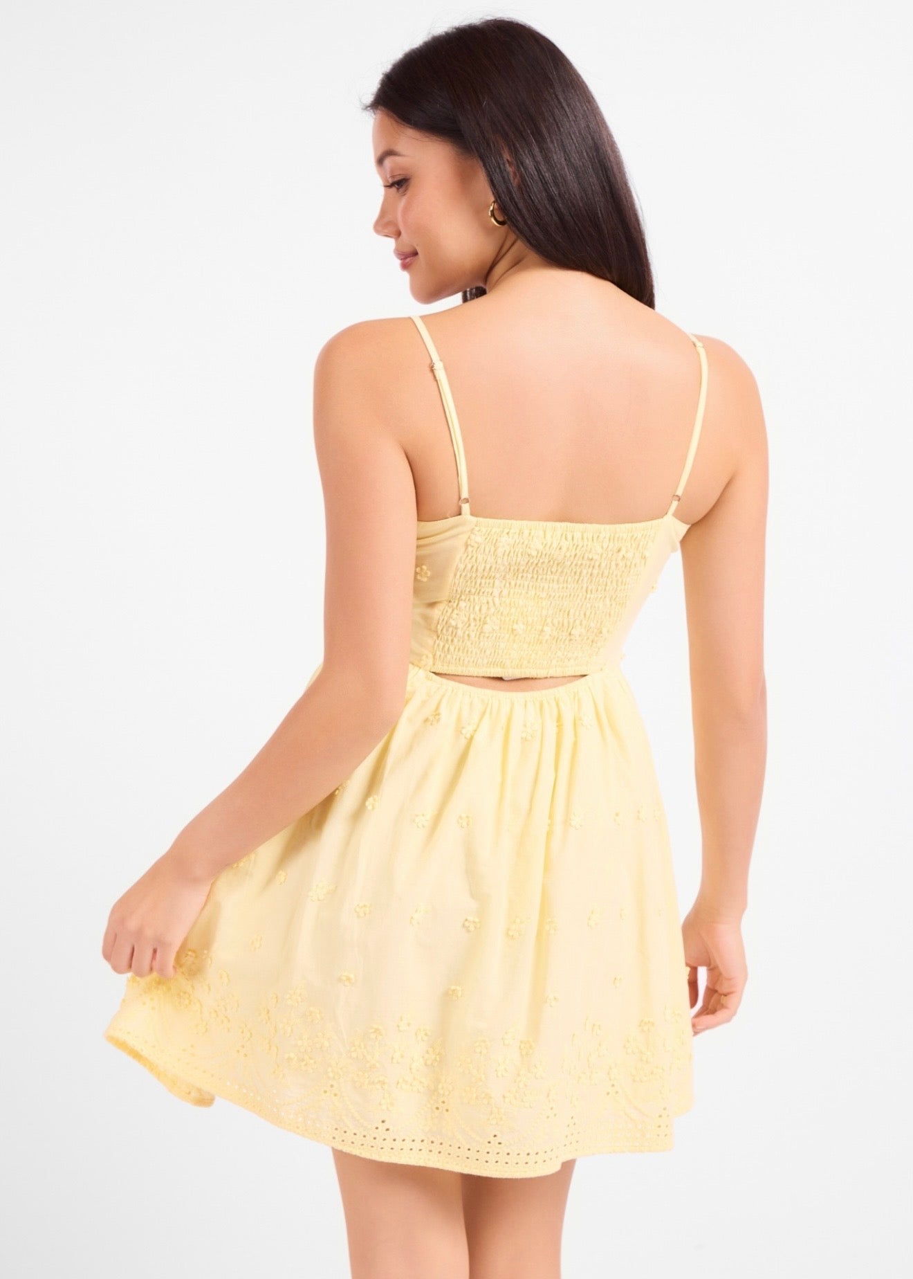 Sadie & Sage Beachglass Embroidered Mini Dress - Yellow