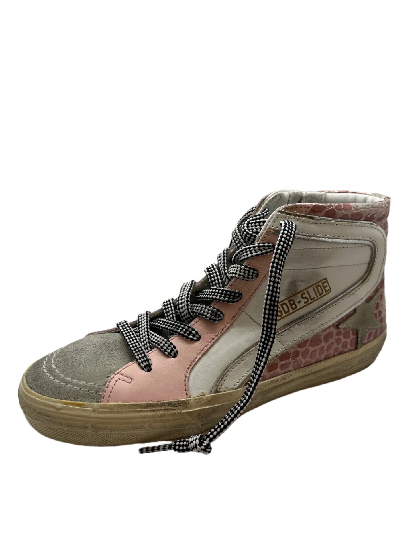 Golden Goose Pink Croc Slide Classic High Top Sneaker Size 38