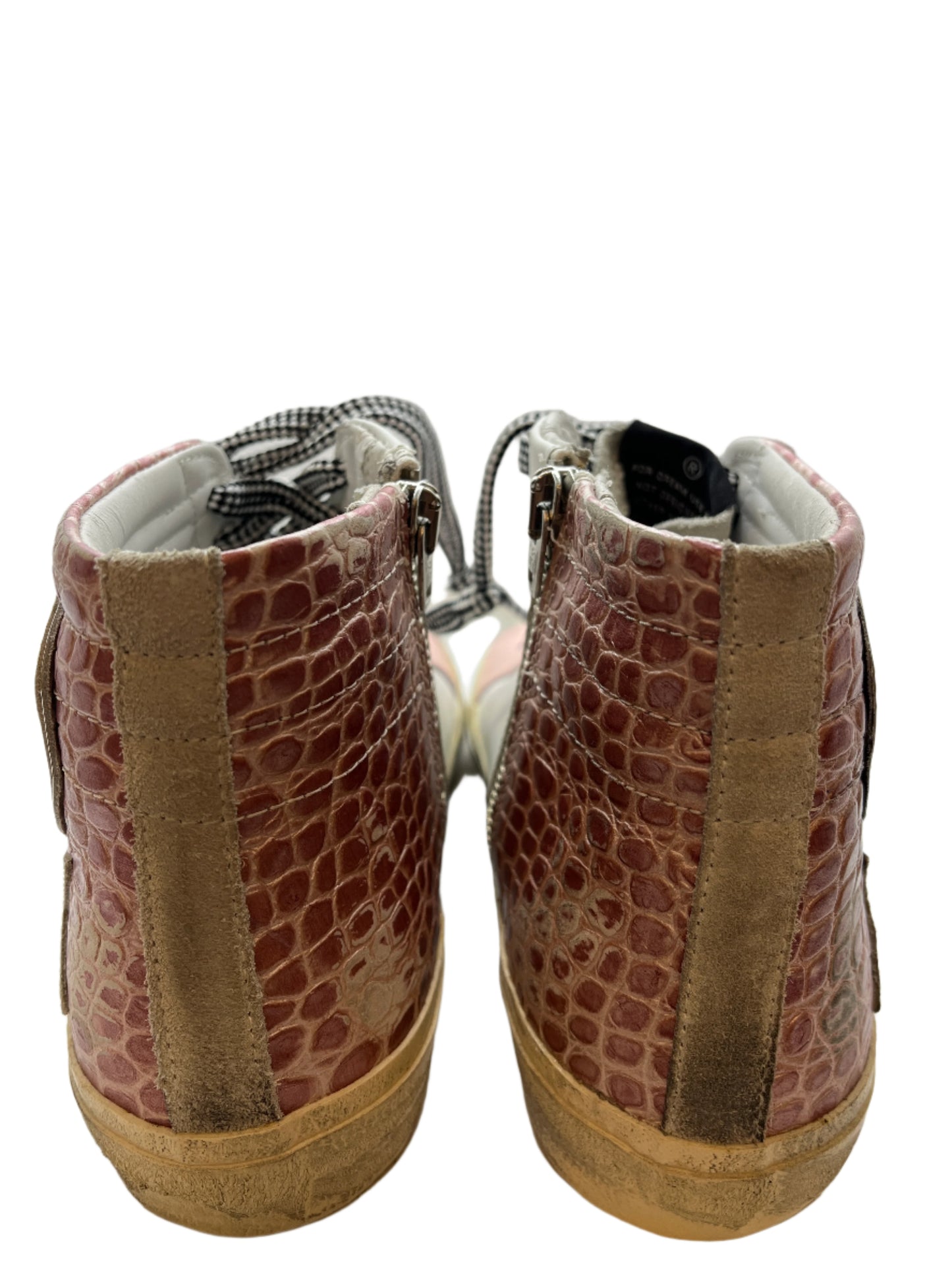 Golden Goose Pink Croc Slide Classic High Top Sneaker Size 38