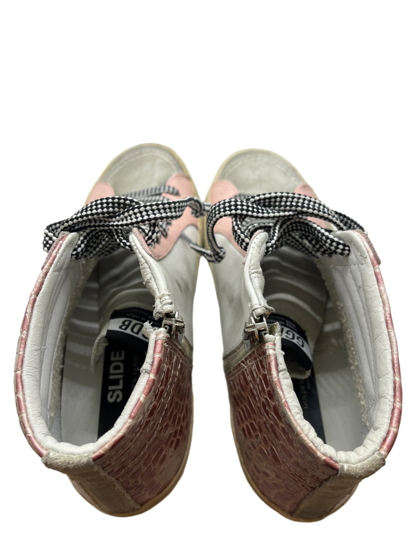 Golden Goose Pink Croc Slide Classic High Top Sneaker Size 38