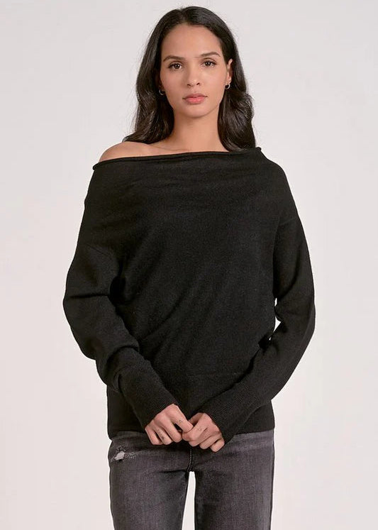 Elan Off the Shoulder Matilda Sweater - Black