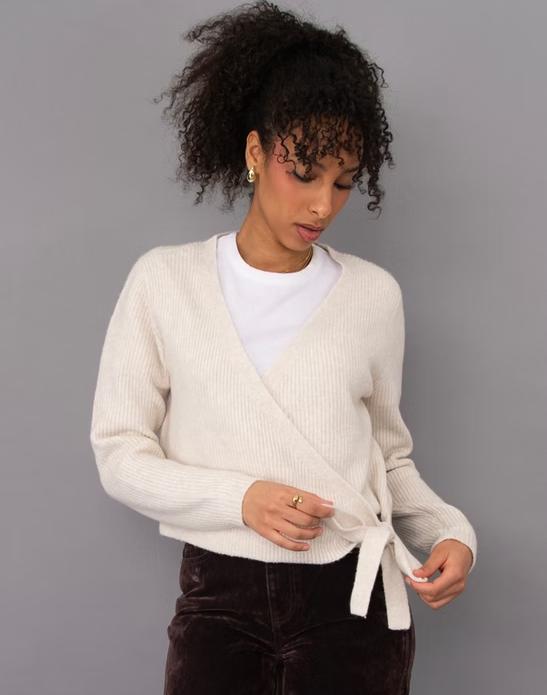 RD Style Myrtle Long Sleeve Wrap Neck Sweater