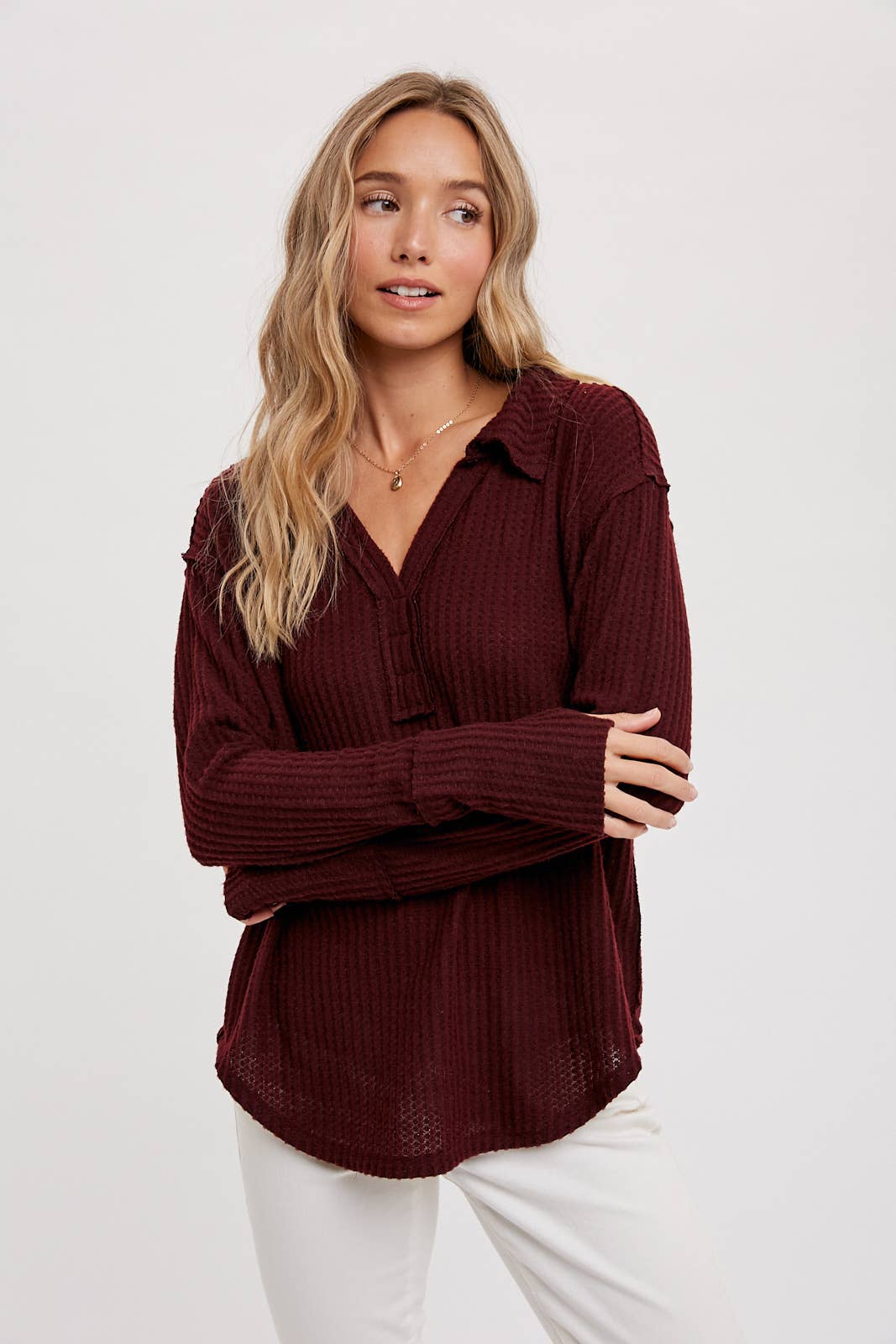 Bluivy - Brushed Waffle Henley Top