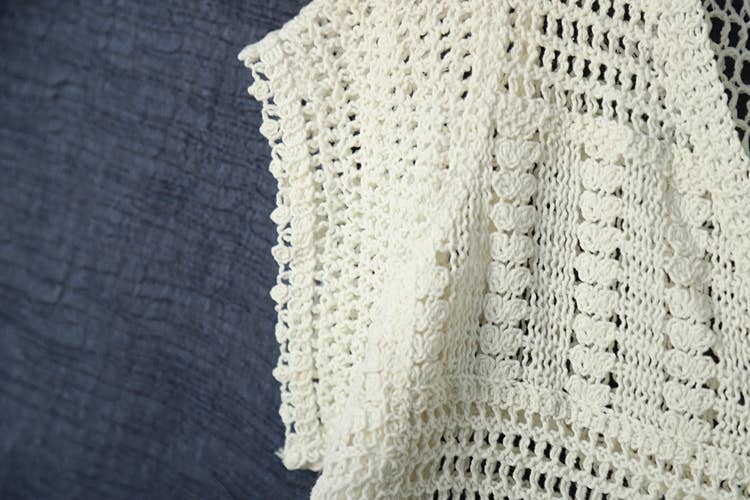 Hope & Sunshine - Cotton Crochet Short Sleeve Shrug Cardigan for Women: White