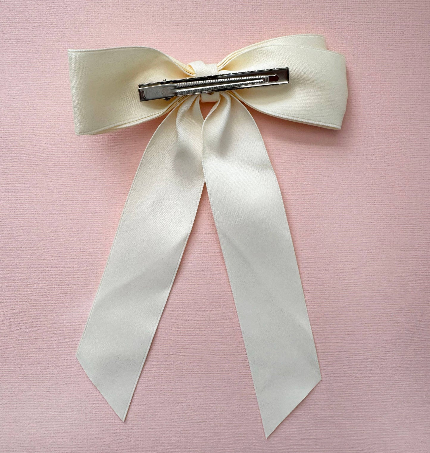 Whim and Whimsy Gift Co. - Ivory Bow Satin Double Bow with Clip