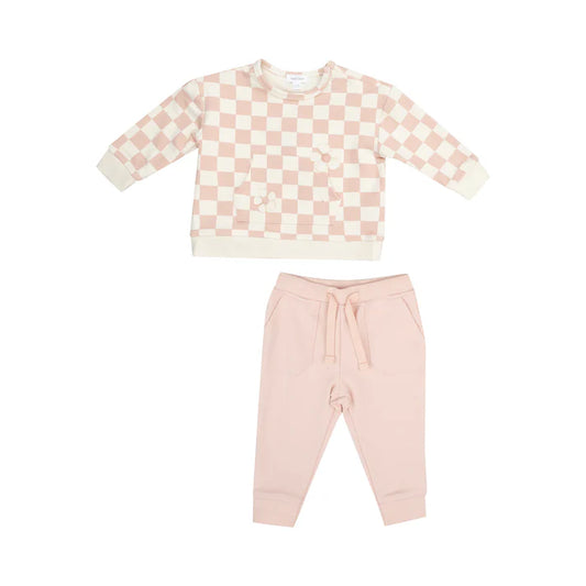 Angel Dear French Terry Sweatshirt & Jogger Set - Daisy Patch