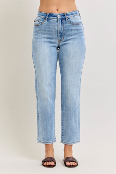 Judy Blue HW Ankle Straight Jeans - Light Wash