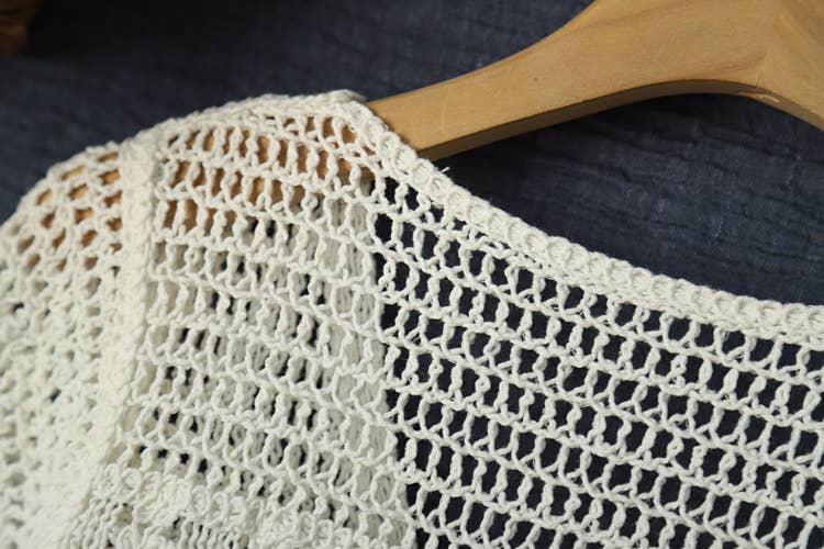 Hope & Sunshine - Cotton Crochet Short Sleeve Shrug Cardigan for Women: White