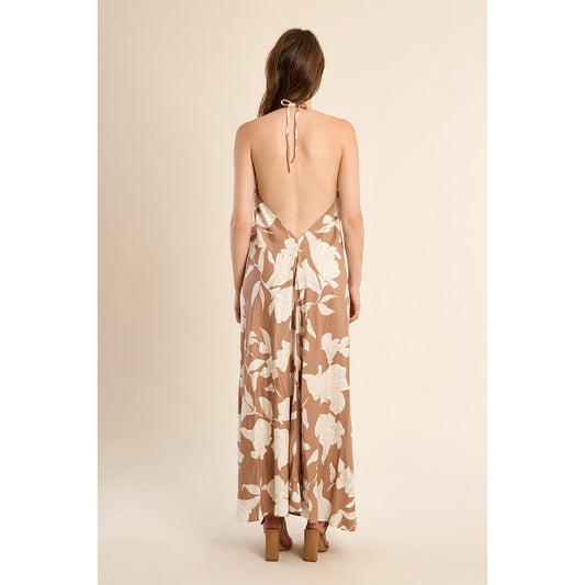 Molly Bracken Chloe Halter Maxi Dress - Beige