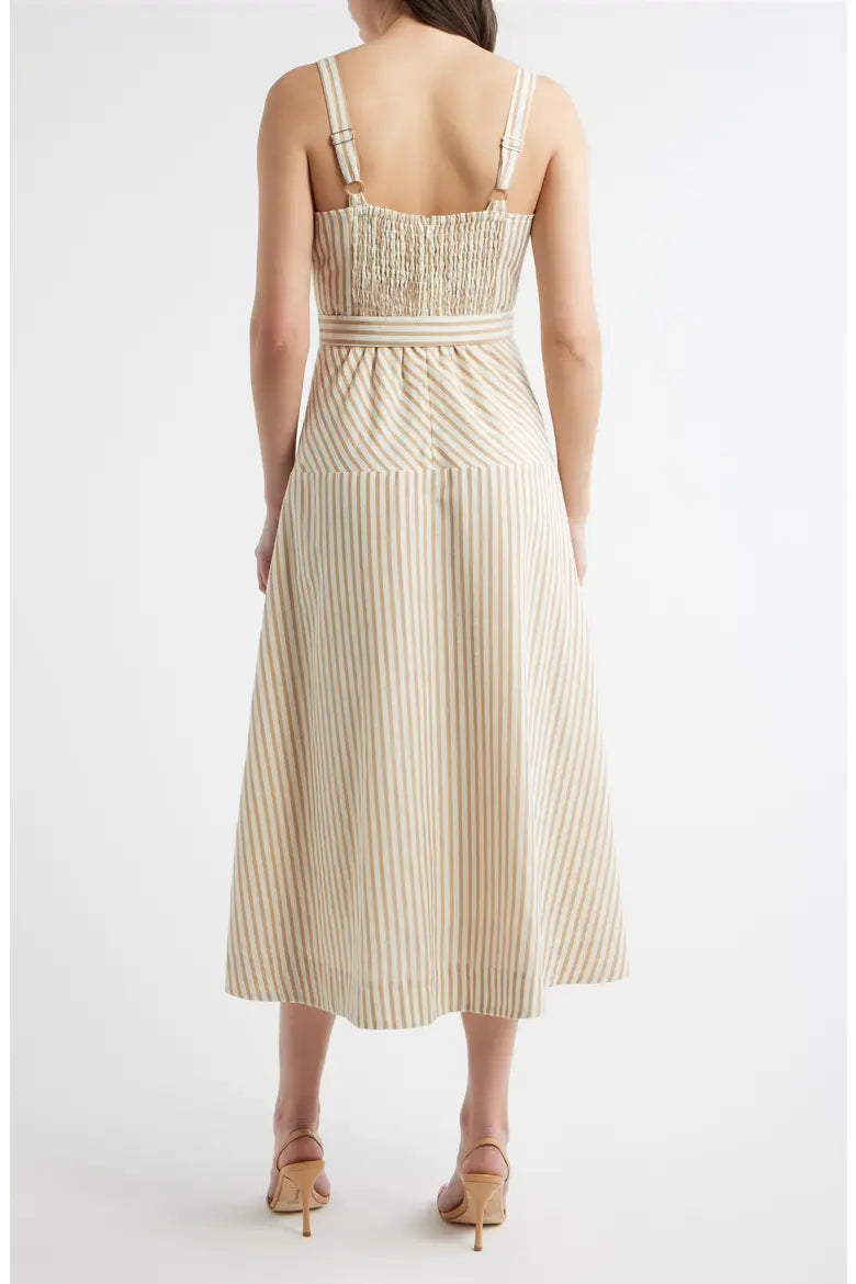 Zoe & Claire Belted Spaghetti Strap Midi Dress