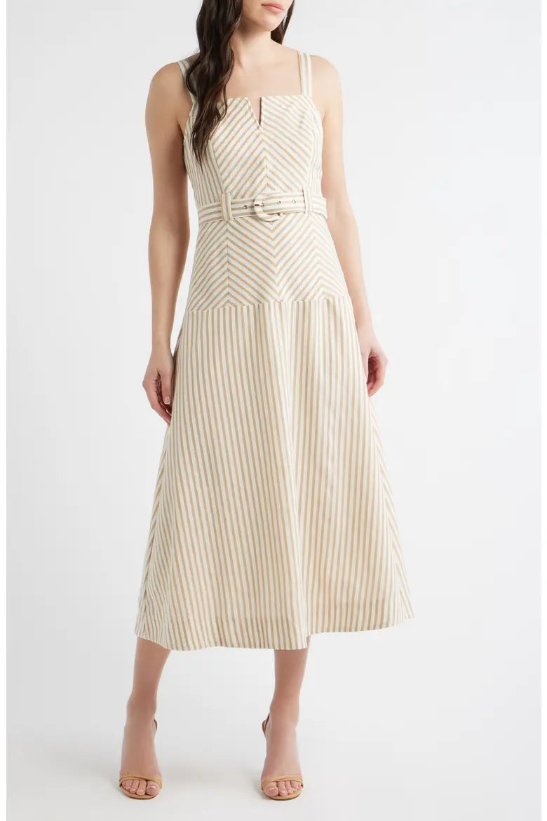 Zoe & Claire Belted Spaghetti Strap Midi Dress