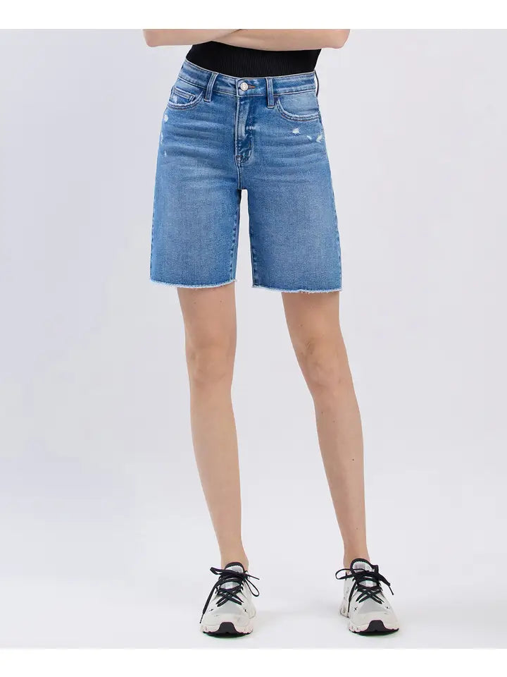 women's long bermuda short medium denim