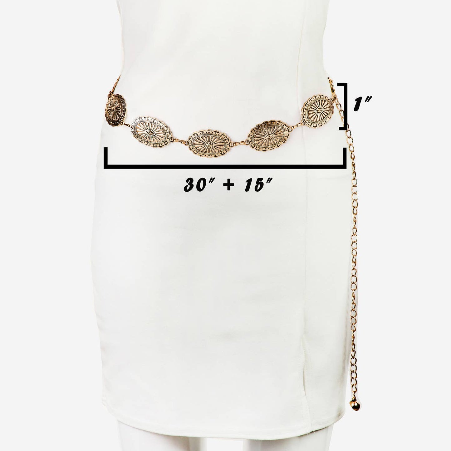 Collections by Fame Accessories - Oval Concho Disc Chain Link Belt