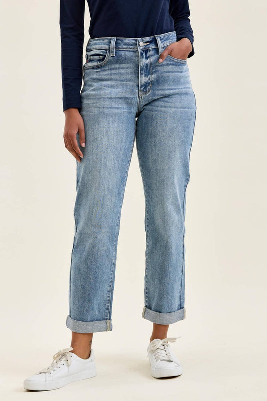 Judy Blue Billie MR Cuffed Jean - Light Wash