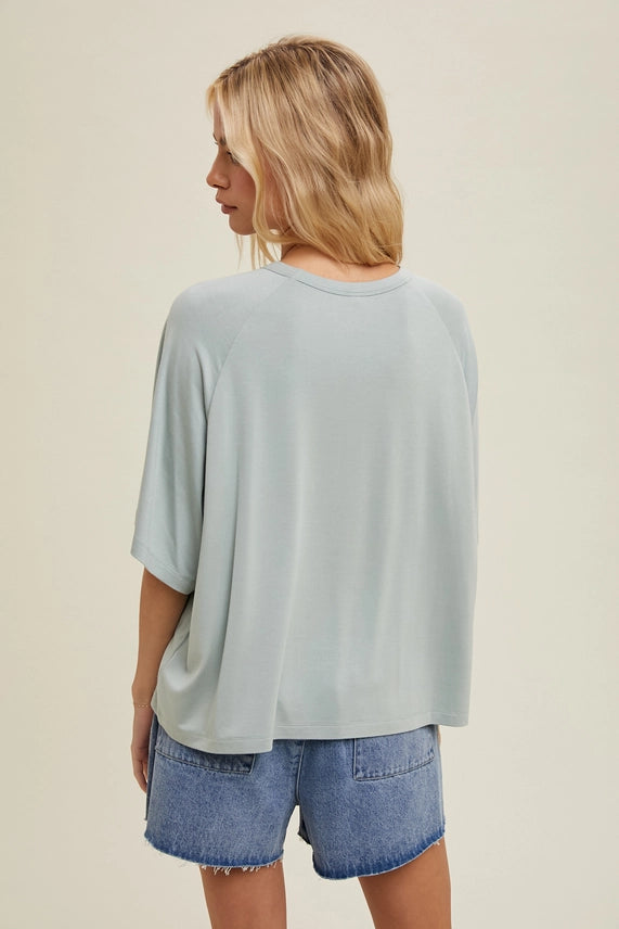 Wishlist Boxy Drop Shoulder Knit Top - Dark Sage