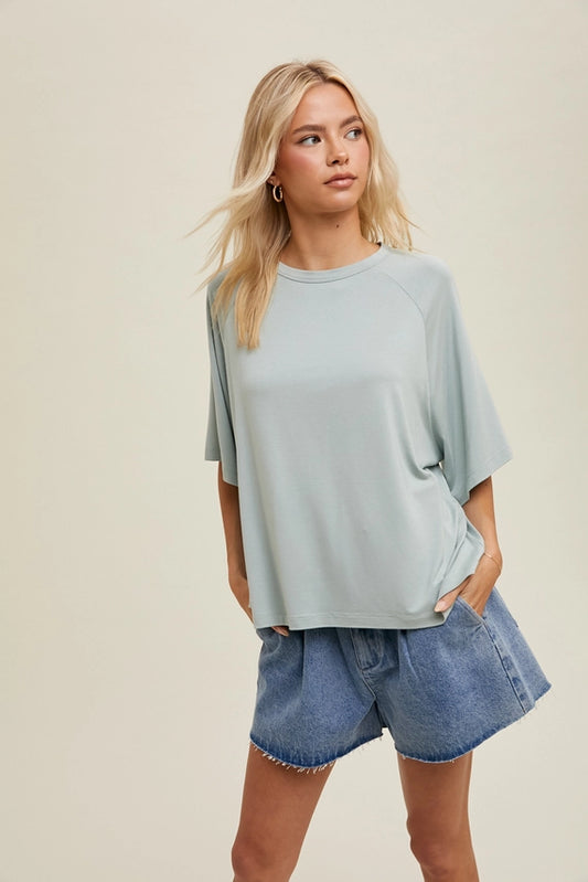 Wishlist Boxy Drop Shoulder Knit Top - Dark Sage