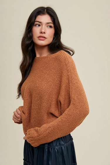 Wishlist Boat Neck Drop Shoulder Sweater - Bronze